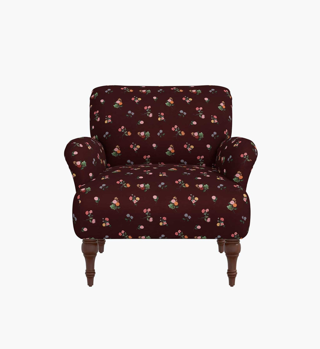 Bristol Armchair - Ditsy Dahlia Burgundy